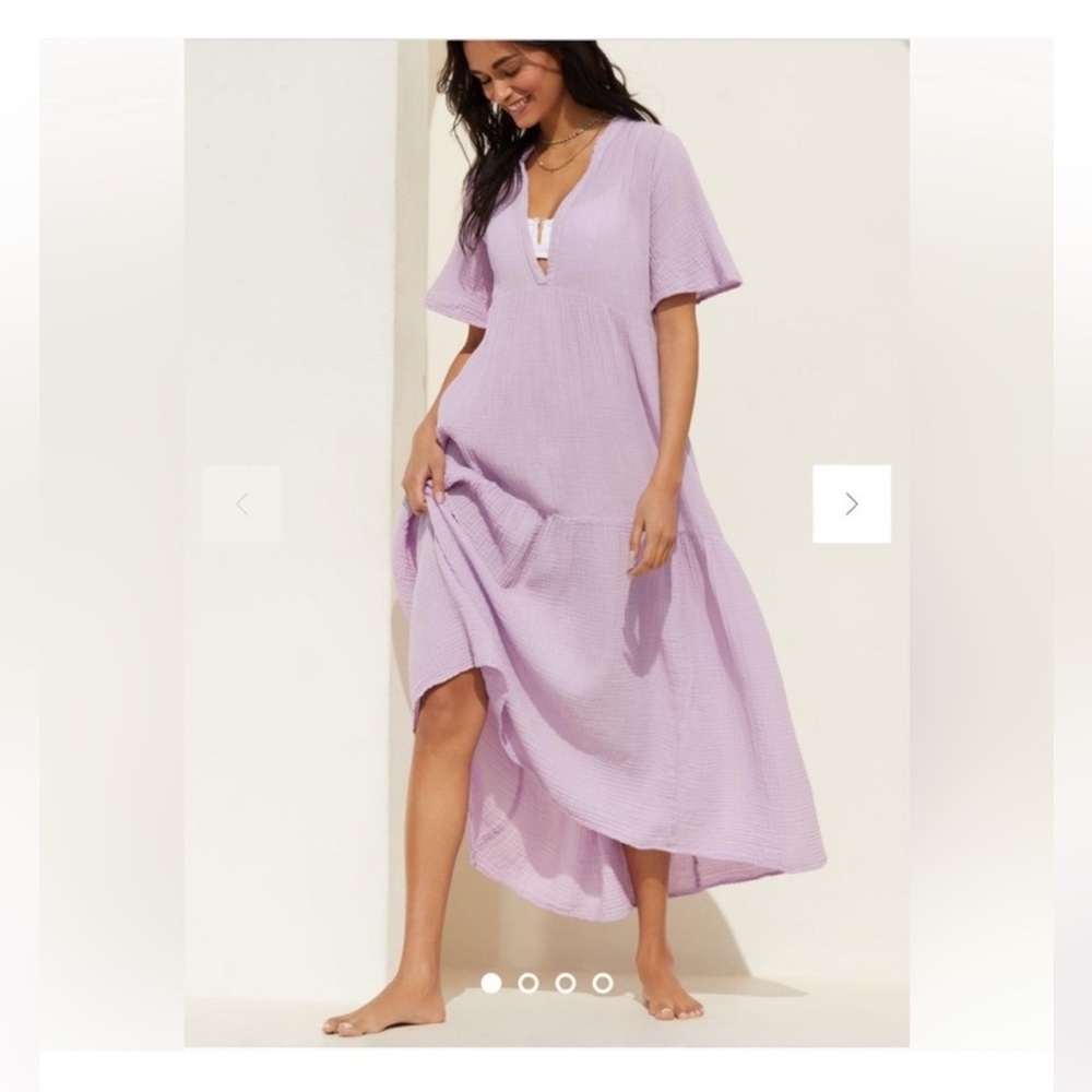 Anthropologie Celandine Maxi Dress in Lavender 100% Cotton Size Small